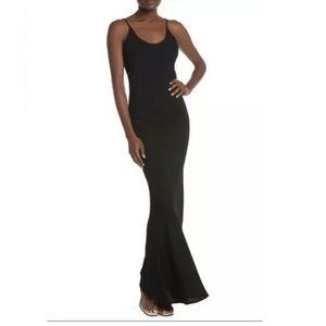 NWT Wildfox Born In The 90s Crepe Scoop Neck Plunging Back Maxi Slip Tank black